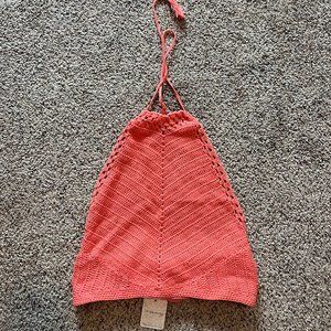 Free People Coral Crochet Crop Top